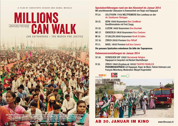Millions can walk : the movie comes out this week in Switzerland with Rajagopal